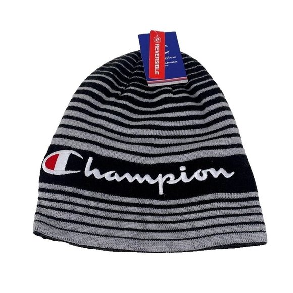 Champion Beanie Winter Hat Reversible Logo Script Spellout HipHop Streetwear - Picture 1 of 11